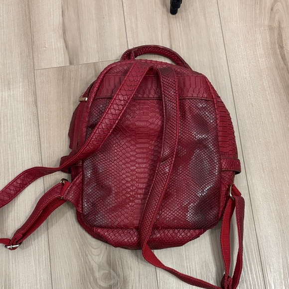Red Textured Women's Backpack - Picture 2 of 4